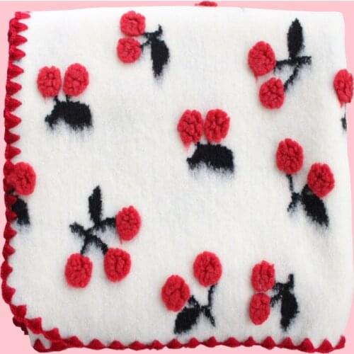 3D Cherry Strawberry Wool Knitted Sweet Baby Blanket Newborn Girl Swaddle Blanket Crib Beddings Newborn Receiving blanket