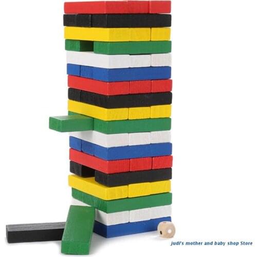 67JC Wooden Stacking Board Games Building Blocks for Kids - 54 Pcs