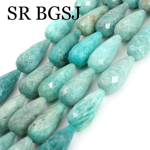 Free Shipping 12x26mm Amazonite Teardrop Drop Faceted Natural Stone DIY Beads Strand 15"