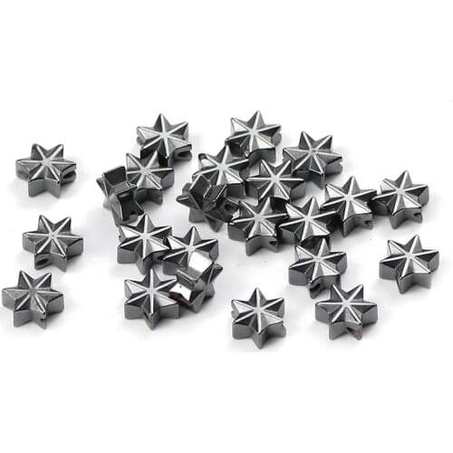 BTFBES Natural Black Hematite Stone Beads Flat Hexagonal star Spacer Loose beads for Jewelry Bracelet Making diy Accessories