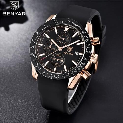 2019 New BENYAR 5140 Watch Men Top Brand Waterproof Quartz Luxury Chronograph Military Sport Date Mens Watch Relogio Masculino