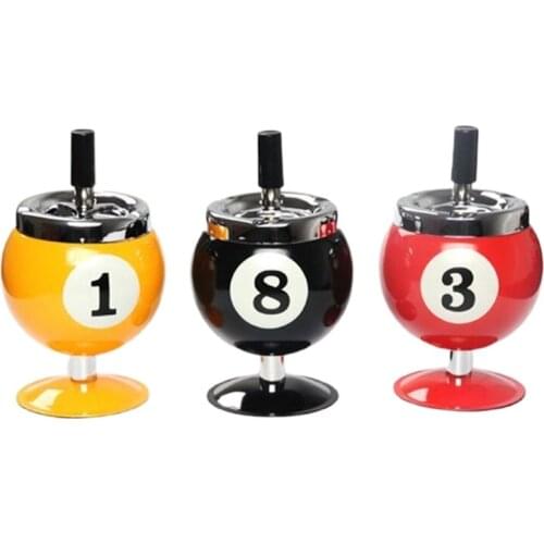 Lucky Ball Black Ashtray- Pool Billiards for Indoor Use Smoking K0AB