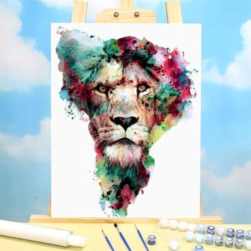 Colored Lion Painting By Numbers Kit Oil Paints 50*70 Painting On Canvas New Design For Kids Art