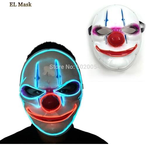 Cheap Price Cosplay Costume Parts Supplies Funny Joker Light Up Mask LED Night Glowing Mask Powered by 2-AA batteries