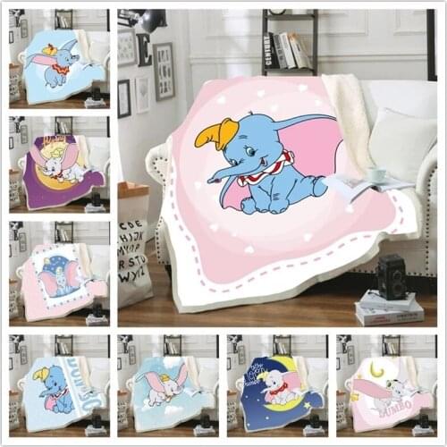 Home Textile Disney Cartoon Pink Blue Cute Cartoon Dumbo Design Cashmere Comfortable Soft Blanket Adult Children Sofa Bedding