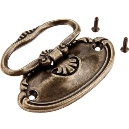 DRELD 1Pc 78*43mm Antique Bronze Furniture Handle Drawer Cabinet Jewelry Box Decorative Handles Pulls Knob Furniture Hardware