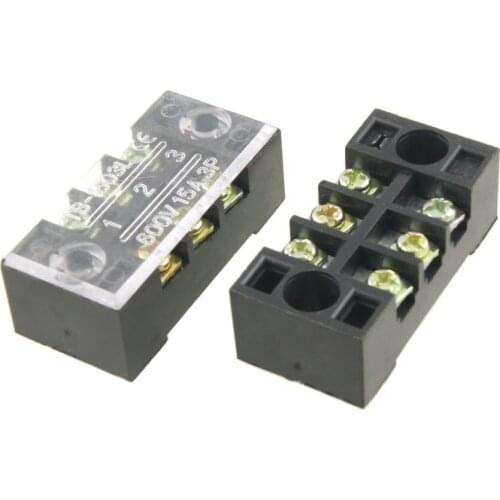 TB-1503 Dual Row 3 Position Screw Terminal Strip 600V 15A