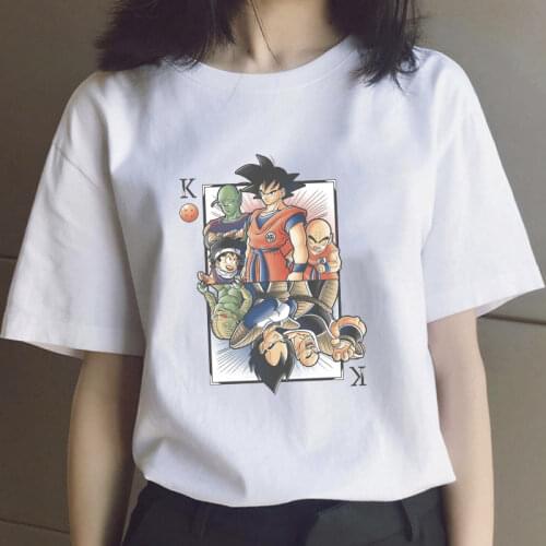 Dragon Ball T Shirt Women Anime 2021 Son Goku Casual Clothes Cartoons Harajuku Vintage Kawaii Print T-shirt Femme Street T Shirt
