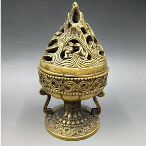 Chinese Buddhism Incense Copper Animal pattern Burner Censer