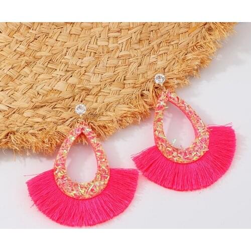 Club Party Shiny Drop Dangle Earrings Leather Tassel Earrings for Women Fahsion Bohemia Jewelry Brincos Para As Mulheres Brincos