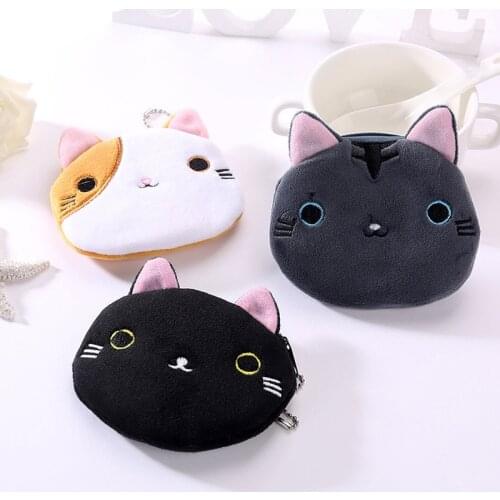 Kawaii Cat Money Wallet Purse Bag Cute Girl Coin Purse Women Cartoon Lovely Children Change Plush Coin Pouch Pocket Gift