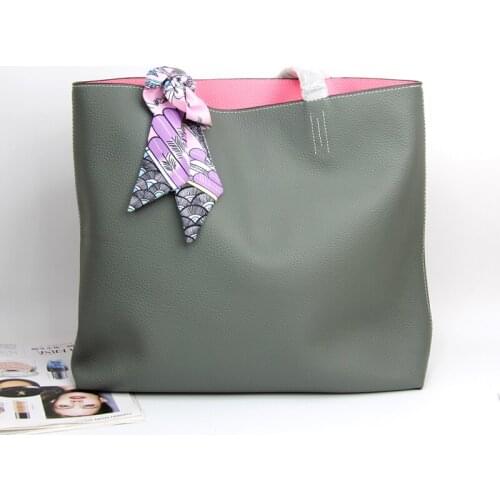 The Soot And Pink Can Be Used On Both Sides, Can Be High Cold And Gorgeous, Double-Sided Top Layer Cowhide Tote Bag Shopping Bag