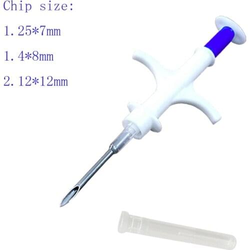 One Piece Pet ID Microchip 1.4x8 Animal Id Chips 1.25x7 2.12x12mm RFID Implantable Chip Glass Transponder with Injecting Needle