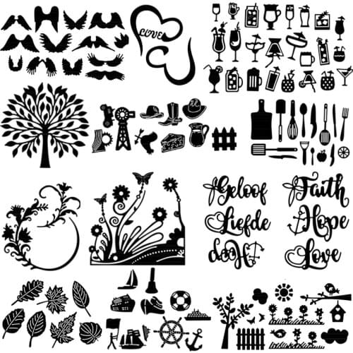 Navigation Cookware Drinkware Utensils Wings Heart Silhouettes Cutting Dies For DIY Scrarpbooking Cards Crafts Making 2021 New