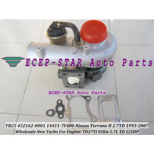 NEW TB25 452162 452162-5001S 14411-7F400 Turbo Tubine Turbocharger For Nissan Terrano II 1993-2007 TD27TI TD27TDI 2.7L TD 125HP