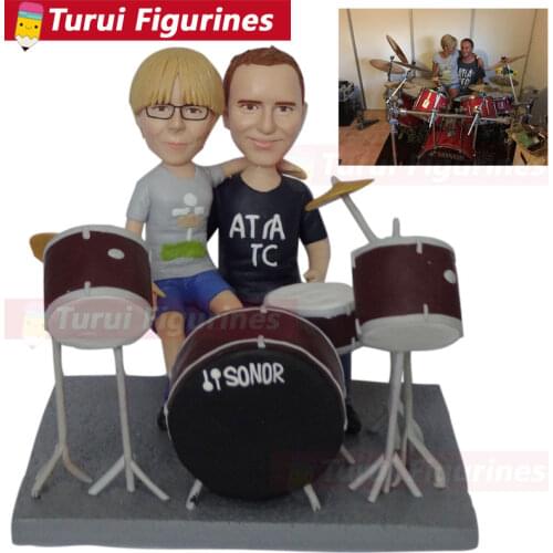 Personal Sculpture drum player music team player figurines design custom frame drum player bobblehead bobble head dolls figures