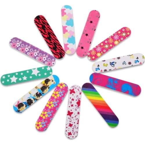 Rainbow Color Nail Files Wood Materials Disposable Block Manicure Tools Nail Buffer Nail Art Accessory