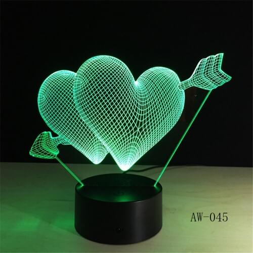 Valentines Day Gift Heart Shape LED Night Light 7Colors Table Lamp Novelty light with Touch Button Christmas Light AW-045