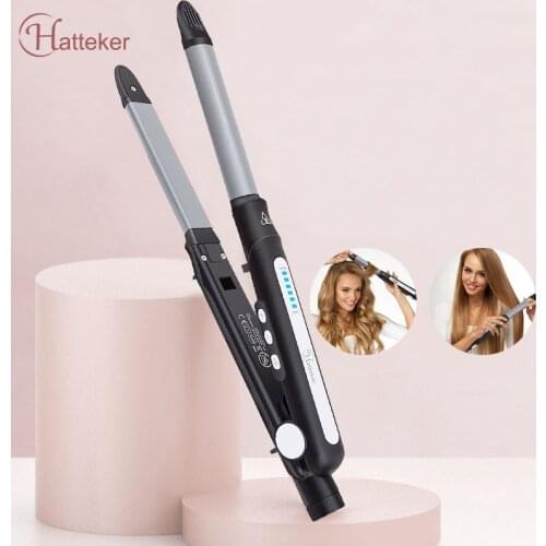 HATTEKER 2 in 1 Hair Straightener Curling Iron Multifunctional Professional Women Hair Styling Curling Hair Tool HS-930