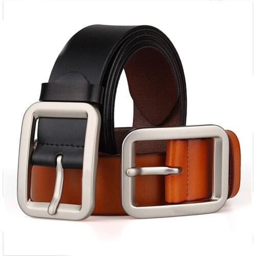 100%Leather Belt Men High Quality vuitt Luxury Brand Casual wide Belts Vintage Black Waist Strap For shorts 130 140 150 160