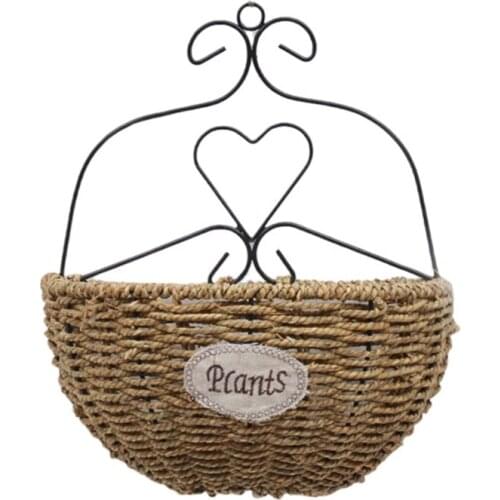 Hand Woven Hanging Planter Baskets Natural Grass Woven Plant Holder Flower Pot Handmade Home Planting Gardening Supplies