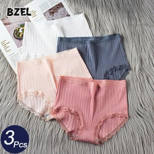 BZEL 3Pcs/Lot Sexy Womens Cotton Panties Underwear Seamless Briefs High Waist Fashion Female Comfort Breathable Lady Lingerie