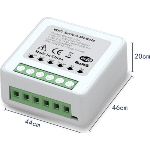 Tuya WiFi Wireless Mini Smart Switch 16A Timer Smart Home Automation Module Wireless Wall Switch Works With Alexa Google Home