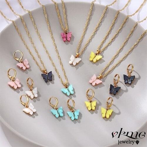 VKME elegant butterfly necklace Fashion For women Drop necklace combination 2020 new Jewellery Wedding party gifts