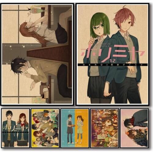 WTQ Anime Retro Poster Horimiya Canvas Painting Anime Posters Wall Decor Wall Art Picture for Living Room Decor Home Decor