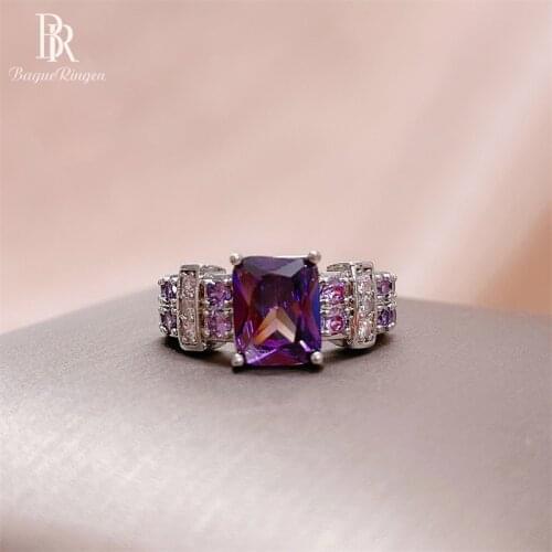 Bague Ringen vintage amethyst gemstones women ring silver 925 jewelry finger ring Engagement Female Dating Party Gifts