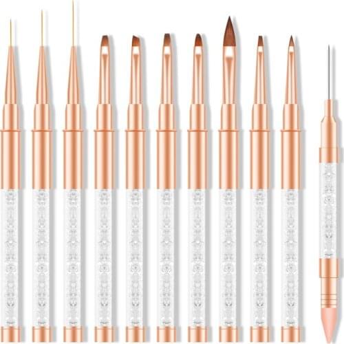 1PC Professional Nail Art Brush With Diamond Nail Pen Drawing Pen Crystal Light Therapy Pen Double Point Drill Crayon Carved Pen