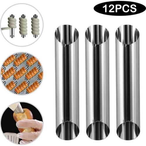 12pcs Food Grade Cream Cake Horn Mould Stainless Steel Cannoli Forms Tubes Shells Home Pastry Baking Mold Cream Horn Mold Tubes