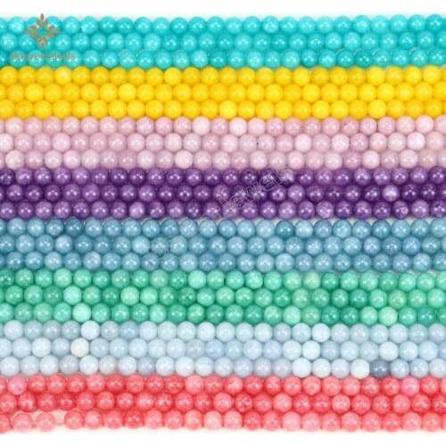 2021 Natural Mixed Candy Jades Kyanite Colors Polished Stone Matte Frosted Beads For Jewelry Making Diy Bracelet 15'' 6-12mm