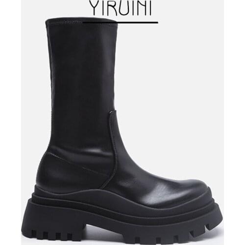 2021 Za Boots Martin Women British Style Chelsea Thick-soled Boots Increase Slimming Short Boots