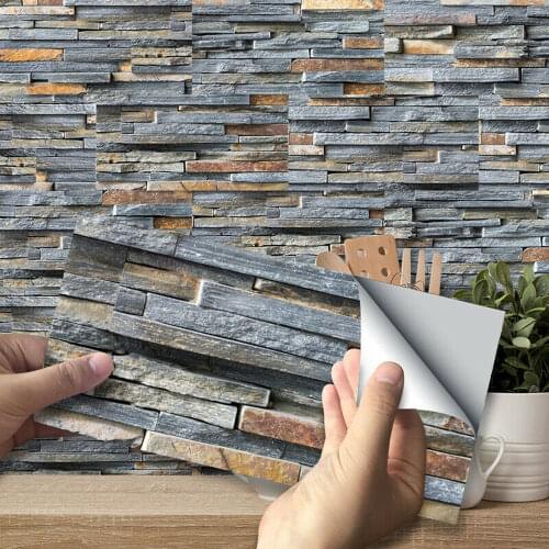 27PCS/PACK 20x10cm Dark Grey Mosaic Bricks Wall Sticker Self-adhesive Bath Kitchen PVC Wall Tile Sticker DROP SHIPPING