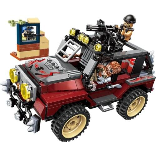 307pcs Enlightenment 3203 Sniper Brutal Jeep Car Thunder Mission Assembly Model Boy Building Block Toy Gifts