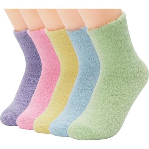 5 Pair Candy Warm Lady Heart Cute Winter Kawaii Thick Casual Women Socks Fuzzy Fluffy Warm Socks Short Cute Cotton Socks Female