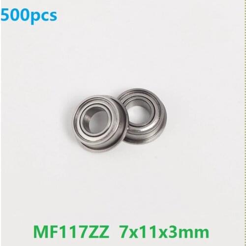 500pcs/lot MF117 MF117ZZ F677ZZ F677-ZZ ZZ flange bearing flanged Miniature Deep Groove Ball Bearing 7*11*3mm 7x11x3mm