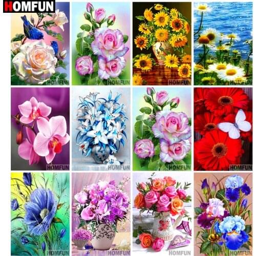 HOMFUN Diamond Painting Full Square/Round Drill 5D DIY "Colorful flowers" Daimond Embroidery Rhinestone Cross Stitch Home Decor