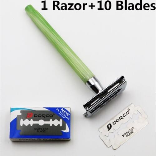 Safety Razor Excellent quality Chrome Alloy Edge Razors Shaving Knife Hair Removal Tools With 10pcs Blades SNK-508 blue handle