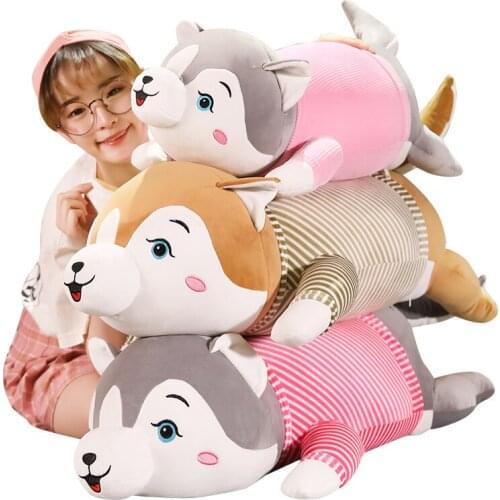 Large cute dog Husky filled animal toy doll, Kawaii Shiba Inu toy plush pillow, Halloween Christmas present for boys and girls