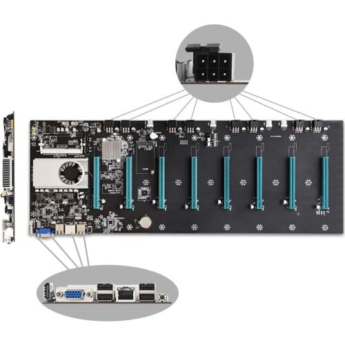BTC-S37 Riserless Mining Motherboard 8 GPU Bitcoin Crypto Etherum Mining Support 10600/1600MHz CPU Sets