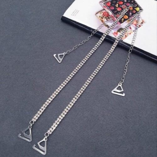 Women Invisible Shoulder Strap Summer Sexy Bra Metal Crystal Straight Neck Beauty Underwear Accessories Party Birthday 25cm+15CM