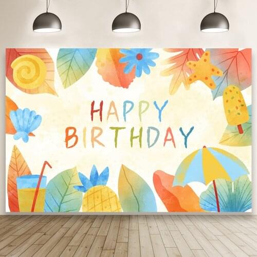 Colored Summer Beach Photography Backgrounds Surf Children Birthday Rave Party Backdrops Photo Studio Custom Banner Poster