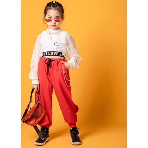 Children Hip Hop Clothes Kids Girls Jazz Street Dance Costume Sweatshirt Hiphop Pants Ballroom Dancewear Stage Outfit DQS5361