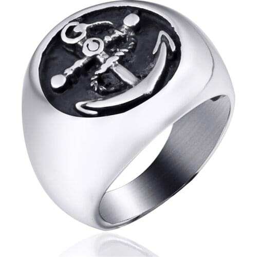 Mens Stainless Steel Ring Pirate Anchor Nautical Sailor Wholesale Jewelry