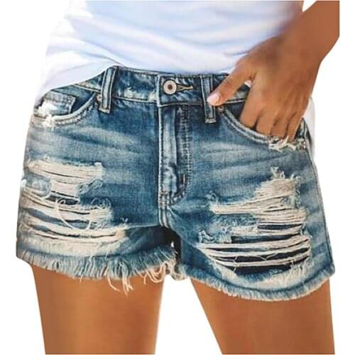 Womens Pocket Denim Jeans short pants Female Tassel Hole Jeans for women Bottom Sexy Casual Shorts Denim Pants V-F