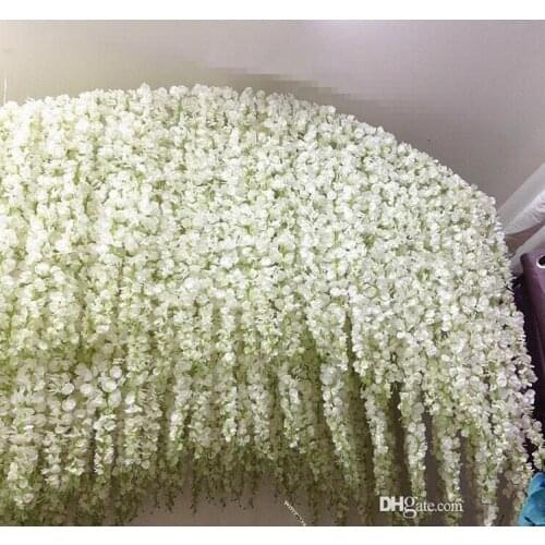 Elegant white Artificial Silk Flower Wisteria Vine Rattan For Wedding Centerpieces Decorations Bouquet Garland Home Ornament