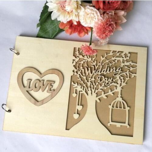 Mr & Mrs Wedding Wooden Photo Album 11 Inch Guest Book DIY Photo Memory Scrapbook Anniversary Valentines Day Gift Decoration