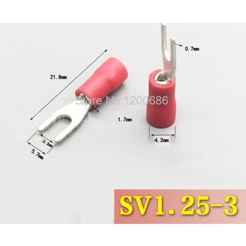 SV1.25-3 GB copper 0.7 Thickness SV1-3 fork-shaped cold-pressing terminals thickened 100 pcs
